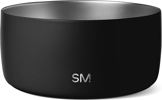 Simple Modern Stainless Steel Pet Water Bowl for Dogs & Cats | Insulated Stainless Steel Food Bowls for Dog Cat | No Tip No Slip BPA Free | Bentley Collection | Medium (4 Cups) | Midnight Black