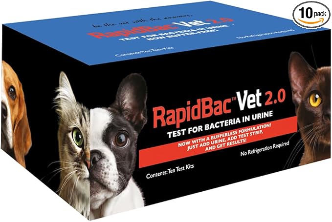 RapidBac™ Vet – 15-Minute at-Home Urine Test for Dogs and Cats to Quickly Screen for UTI Causing Bacteria, 10 Pack