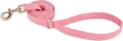 Soft Cotton Dog Leash, 5 Ft Heavy Duty Corduroy Dog Leashes with Gold Metal Hook for Small Medium Large Dogs,Medium,Pink