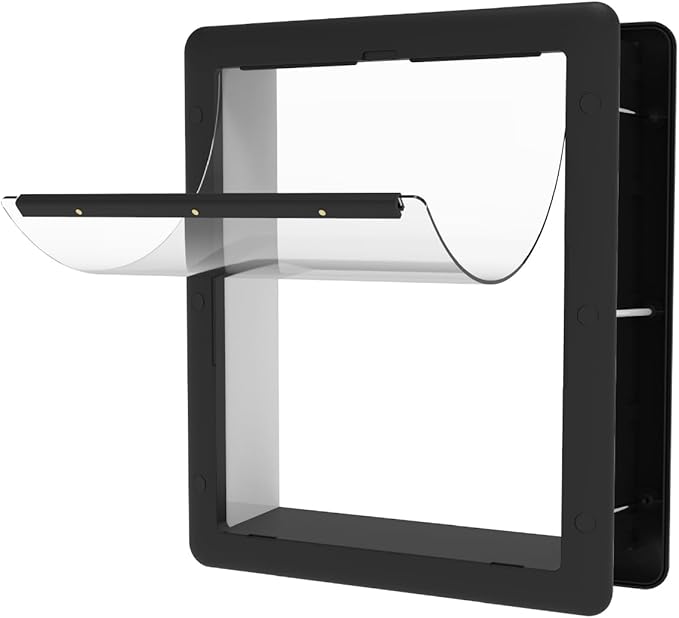 Hakuna Pets Essential Pet Door for Screens, Doors and Walls up to 2.17" Thick, for Dogs and Cats up to 42 lbs, Medium, Black