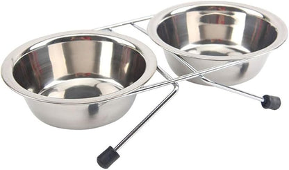 JiangYanus Elevated Dog Cat Food and Water Bowls, Stainless Steel Raised Pet Dish Feeder Retro Iron Elevated Stand for Dogs and Cats (Large)