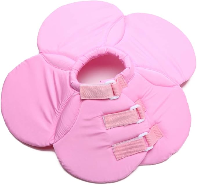 Dog Cone E-Collar Flower Soft Elizabethan Waterproof Grooming Recovery Protective Adjustable Collar for Puppy Small Medium Dogs (S Neck:9-11in, Pink)