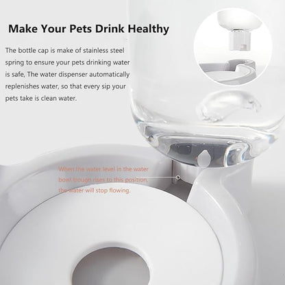 Dog Bowls, Puppy Cat Food and Water Bowl Set with Water Dispenser and Stainless Steel Bowl Detachable Gravity Pet Feeder and Waterer Set for Cats Dogs Puppy Rabbit (Blue)