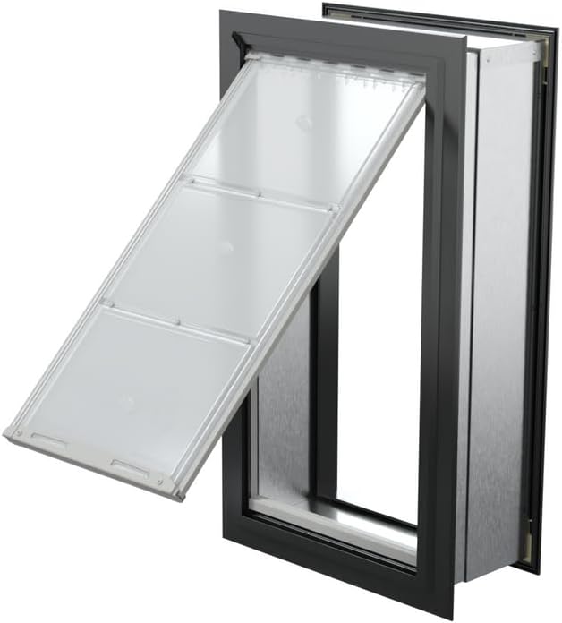 Endura Flap Pet Door for Walls in Black | Energy-Efficient Single Flap Design for Wall Installations | All-Weather Protection with All-Metal Telescoping Tunnel | Black, XXL, Single Flap