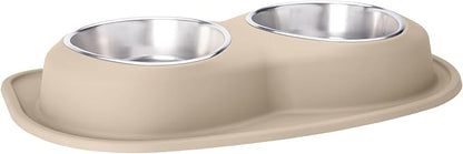WeatherTech Double Low Pet Feeding System - Compact and Portable Dog/Cat Food and Water Station - 96 oz (12 Cups) Tan (DL9603TN)