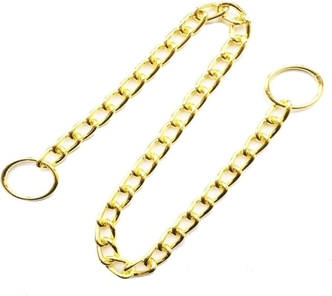 Chain Choke Collar for Dogs, Metal Slip Link Training Heavy Duty Dog Collar Martingale Puppy Collars for XXS XS Small Medium Large Big XL Breed Dogs (Gold, M(Neck Max 18inch) D3.0mm)