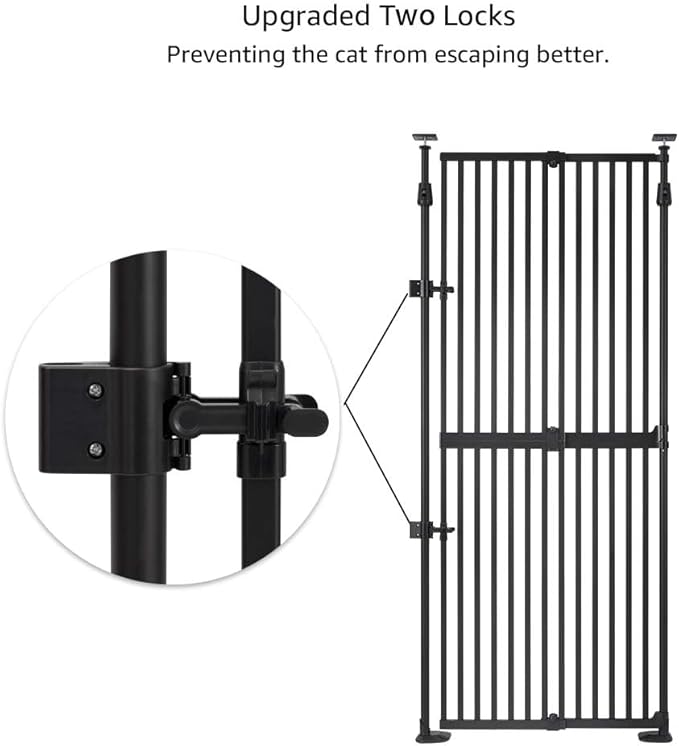 unipaws 75" High Extra Tall Cat Gate, Auto Closing and No Drilling Safety Gate for Doorway Hallway Stairs, Cat Dog Proof, Fit for 21"-34" Wide Opening, Indoor Use, Black