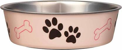 Loving Pets Bella Dog Bowls- Stainless Steel Dog & Cat Bowls - Spill Proof Dog Food Bowl, Cat Bowl, Puppy Essentials & Pet Supplies Great for Home & Travel (X-Large 65-100lbs, Paparazzi Pink)