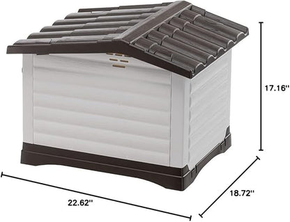 Ferplast Outdoor Kennel, Dog House DOGVILLA 60 in Resistant Thermoplastic Resin, Opening Side Panel, Gray, 87252799, Small