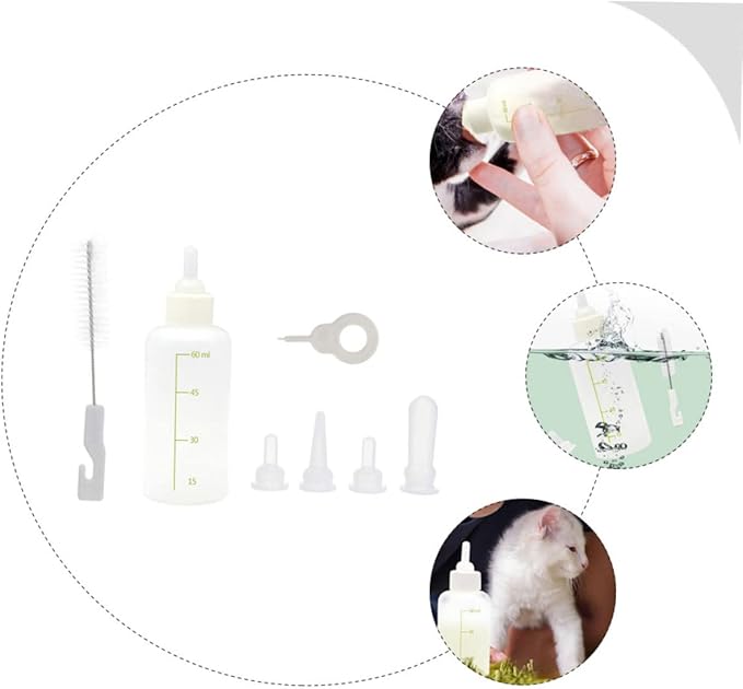 Mikikit 1set Pet Nursers Small Nursing Bottle Set for Cat Milk Kitten Bottles for Cats