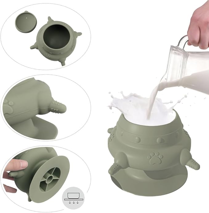 Puppy Milk Feeders Kitten Milk Feeders Bowl for Multiple Puppies Dog Automatic Feeder with 4 Teats Little Pets Food Water Feeding Station Silicone Nursing Feeder Bottle 230ml for Rabbit
