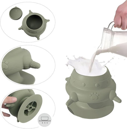 Puppy Milk Feeders Kitten Milk Feeders Bowl for Multiple Puppies Dog Automatic Feeder with 4 Teats Little Pets Food Water Feeding Station Silicone Nursing Feeder Bottle 230ml for Rabbit