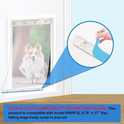 2 Pack XL Replacement Dog Door Flaps, Clear Pet Door Replacement Flap Compatible with 18" x 9.88" Extra Large Dog Door, Weather Resistant Replacement Flap Fits Pets Up to 90 Lbs
