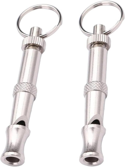 2Pcs Silver Adjustable Ultrasonic Dog Whistle,Portable Whistle Pet Whistle Supersonic Whistle Dog Whistles for Pet Training，Training and Behavior Aids，Dog Whistles