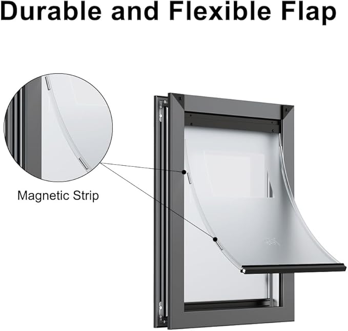 Rescumascer Aluminum Large Dog Door for Exterior Door, Doggy Door with Two Sliding Panels, Dog Door for Large Dogs up to 80 Lbs