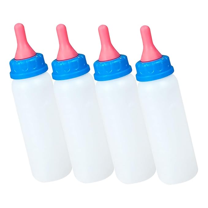 UKCOCO 4PCS Calf Feeding Bottle Set for Small Animals Lamb and Goat Milk Feeder Nipple PET Nursing Station for Calves Sheep and Livestock