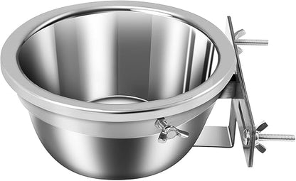 Dog Crate Water Bowl No Spill, Stainless Steel Hanging Large Dog Crate Water Bowls with Metal L-Shaped Feeder for Kennel, S(1100ml/37oz)