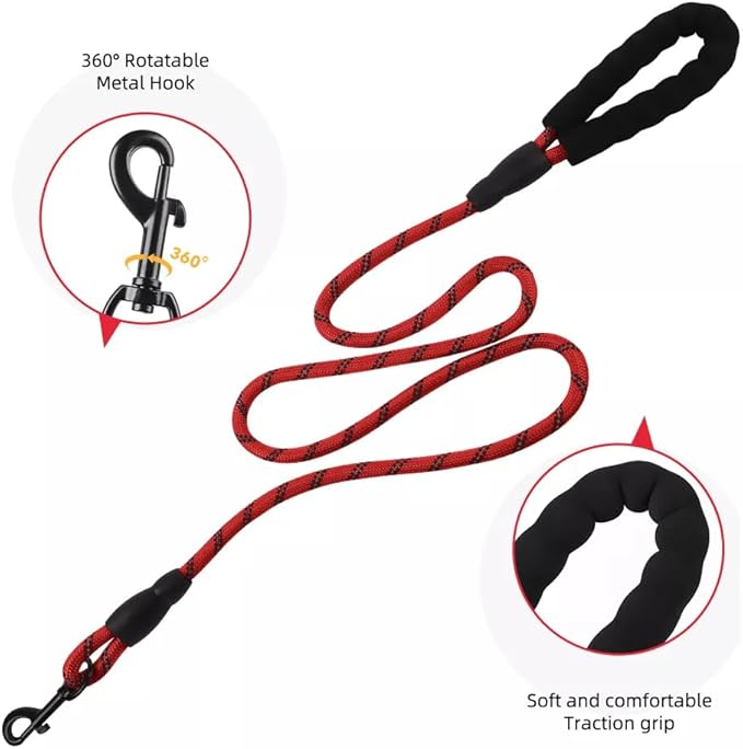 Dog Harness No Pull Adjustable Reflective,for Medium and Large Small Dog with Leash 59.06in (Red, M)