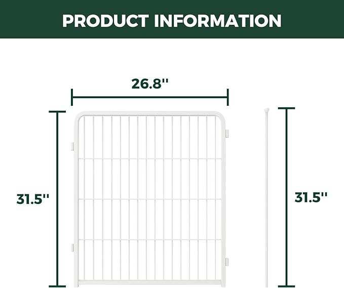 FXW AuraSpace Pro Acrylic & Wire Mesh Indoor Dog Playpen, 32" Height 2 Metal Panels Metal Dog Pen for Small and Medium Dogs, White│Patented