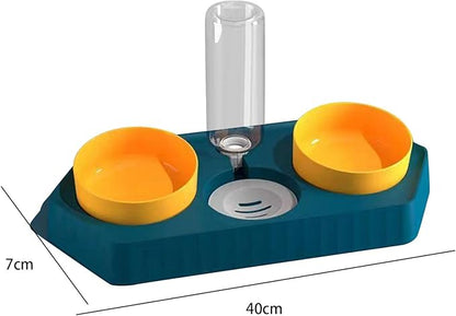 Dog Bowls Drinking Pet Feeding Station Detachable Non Slip Pet Feeder and Waterer for Cats Dogs Small Medium Large Pets Supplies, Three Blue