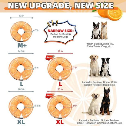 KOOLTAIL Inflatable Dog Cone Collar, Soft Donut E Collar for Dogs After Surgery to Stop Licking Enhanced Alternative, Blow Up Pet Neck Pillow Recovery Adjustable Cone for Dog Cat,Upgrade Size,Orange L