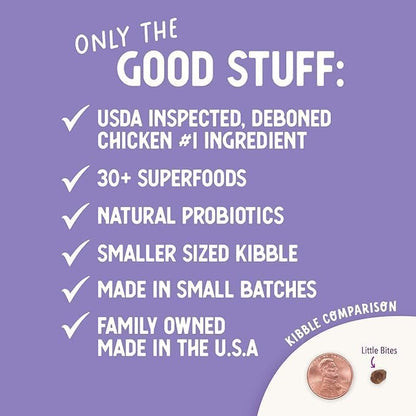 Health Extension Little Bites Dry Dog Food for Toy and Small Breeds, Chicken & Brown Rice Recipe, with Probiotics & Superfoods for Digestion & Coat Health, 4 lb Bag (Pack of 2)