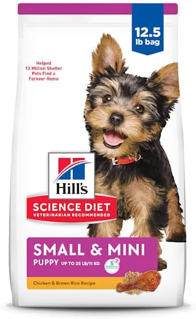 Hill's Science Diet Puppy Small & Mini Dry Dog Food, Chicken & Brown Rice, 12.5 lb. Bag