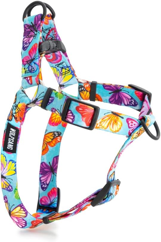 Wolfgang Heavy Duty Adjustable Dog Harness, Pull-Tested to Over 800 lbs for Walking & Training, FlutterColor Print, Small