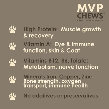 MVPChews | Freeze Dried Beef Liver Dog Treats | Single Ingredient Training Treats | High Protein, Grain Free, No Additives or Fillers | Premium Quality Food Topper | Made in USA - 3.5oz (Pack of 4)