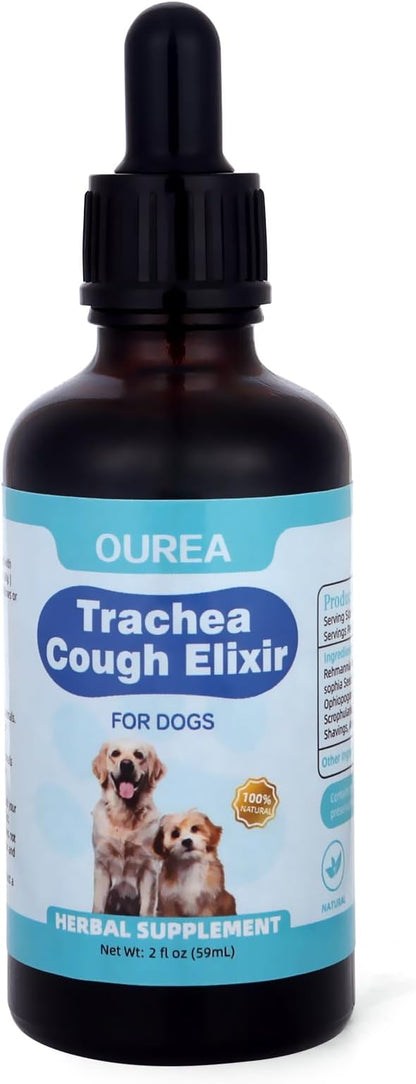 Collapsed Trachea Treatment for Dogs, Trachea Cough Elixir, Dog Kennel Cough Relief, Herbal Supplements Promote Smooth Breathing for Dogs, Easy to Administer (2 FL OZ)