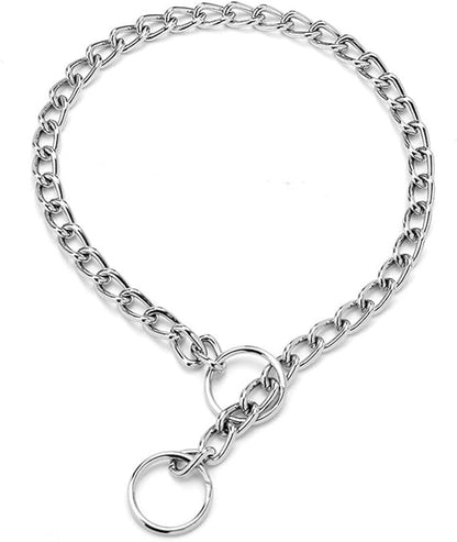 Choke Collar for Dogs, Metal Dog Chain Collar, Slip Link Training Puppy Collars for XS Small Medium Large Breed Dogs, Silver M