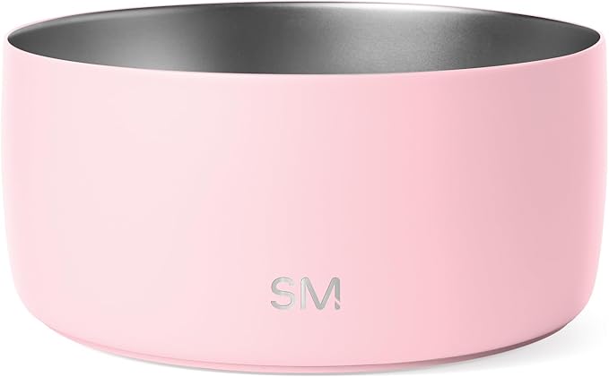 Simple Modern Stainless Steel Pet Water Bowl for Dogs & Cats | Reusable Insulated Stainless Steel Food Bowls for Dog Cat | No Tip No Slip BPA Free | Bentley Collection | Large (64oz) | Blush