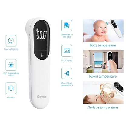 Berrcom Dual Probe Forehead Thermometer - No Touch Digital Thermometer for Adults, Kids, Babies with LED Display, Fever Alarm & Fast Reading