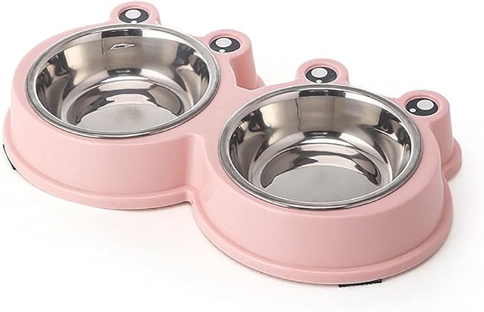 Dog Bowls Cat Bowls Pet Bowls Dog Food Water Feeder Stainless Steel Pet Drinking Dish Feeder Cat Puppy Feeding Supplies Dog Accessories Pink