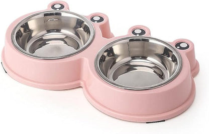 Dog Bowls Cat Bowls Pet Bowls Dog Food Water Feeder Stainless Steel Pet Drinking Dish Feeder Cat Puppy Feeding Supplies Dog Accessories Pink