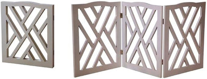 Indoor/Outdoor Solid Wood Crisscross Freestanding Foldable Adjustable 3-Section Pet Gate