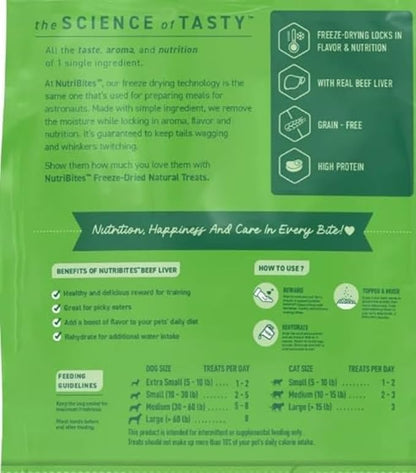 NutriBites Freeze Dried Liver Treats for Dogs & Cats - High-Protein Single Ingredient Freeze Dried Dog Treats, Beef Liver - Proudly Made in Canada - 27 OZ HIGH PROTIEN Natural Grain