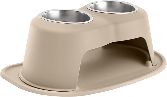 WeatherTech Double High Pet Feeding System - Elevated Dog/Cat Bowls - 8 inch High Tan (DHC3208TNTN)