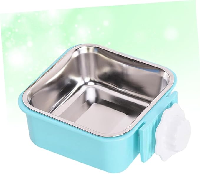 Milisten Stainless Steel Pet Feeding Bowl Fixed Hanging Water Bowl for Cage Removable for Easy Cleaning Blue s Size