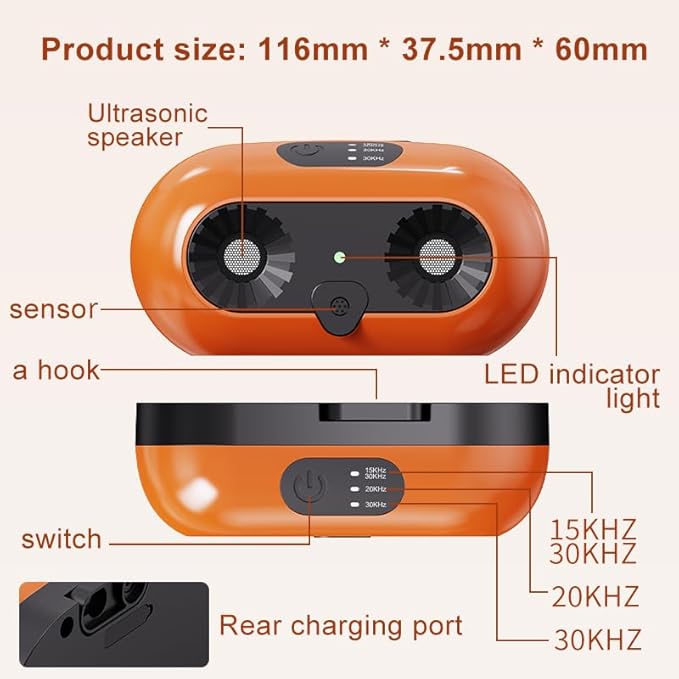 Ultrasonic Dog Bark Deterrent Devices,Anti Barking Device,Dog Barking Silencer,3 Modes Anti Dog Barking Device,Waterproof,Bark Box Indoor Outdoor for Dogs Training & Behavior Aid,Yellow
