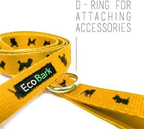 EcoBark Dog Leash - Soft & Reflective Comfort Leashes with Padded Handle - Safe, Strong, & Durable for Small, Medium or Large Dogs (Yellow)