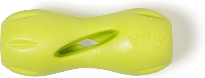 West Paw Qwizl Durable Zogoflex Dog Puzzle Toy for Mental Stimulation, and Enrichment - Treat Dispensing for Bully Sticks and Dental Sticks - Dishwasher Safe - Made in USA - Small - Granny Smith