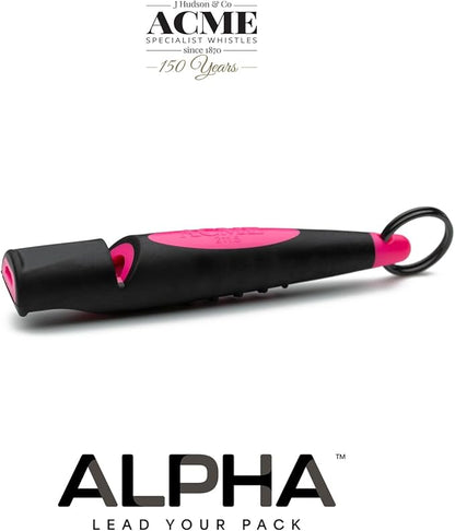 ACME Alpha 211.5 Professional Dog Training Whistle with Enhanced Ergonomic Grip. BPA-Free Plastic. 110 dBA. Long Range. Standardized Frequency. Weatherproof. Made in the UK (Black on Day Glow Pink)