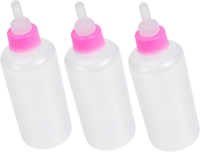 Angoily 3pcs Pet Nursing Feeders for Kittens and Puppies Portable Milk Bottles for Small Pets Easy to Clean Feeding Bottles for Cats and Dogs Lightweight Design Pink Color