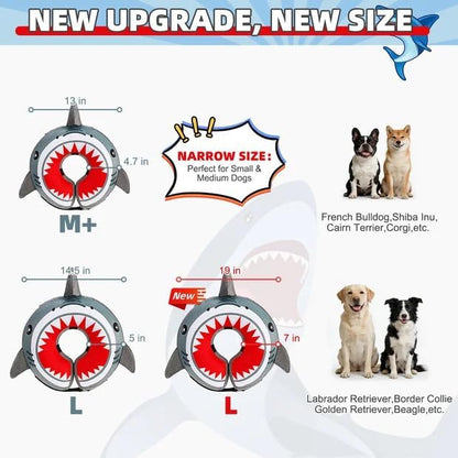KOOLTAIL Inflatable Dog Cone Collar, Soft Donut E Collar for Dogs After Surgery to Stop Licking Enhanced Alternative, Blow Up Pet Neck Pillow Recovery Adjustable Cone for Dog Cat, Upgrade Size,Shark M