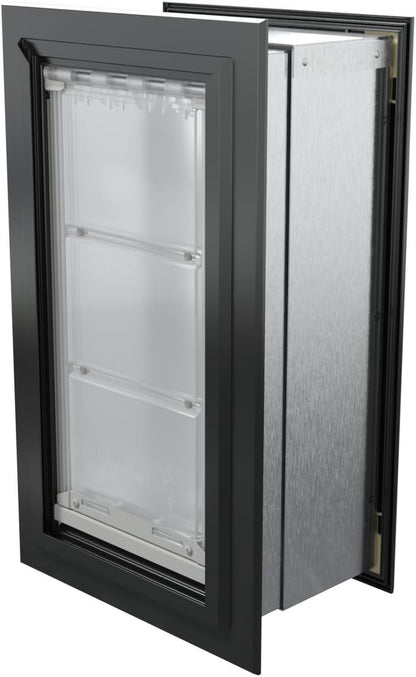 Endura Flap Pet Door for Walls in Black | Energy-Efficient Single Flap Design for Wall Installations | All-Weather Protection with All-Metal Telescoping Tunnel | Black, Medium, Single Flap