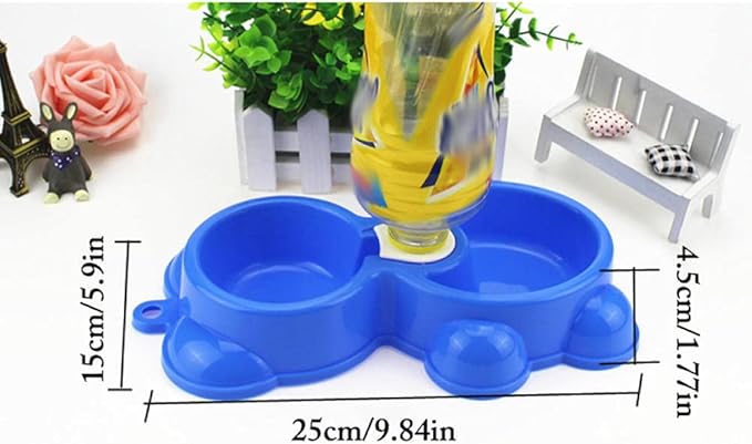 Cat Bowls and Dishes Dog Bowl Double Pet Bowls Dog Food Water Feeder Plastic Pet Drinking Dish Feeder Cat Puppy Feeding Supplies Small Dog Accessories Pink