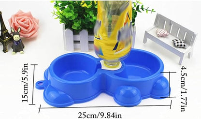 Pets Feeder Bowl Dog Dishes Double Pet Bowls Dog Food Water Feeder Plastic Pet Drinking Dish Feeder Cat Puppy Feeding Supplies Small Dog Accessories Green
