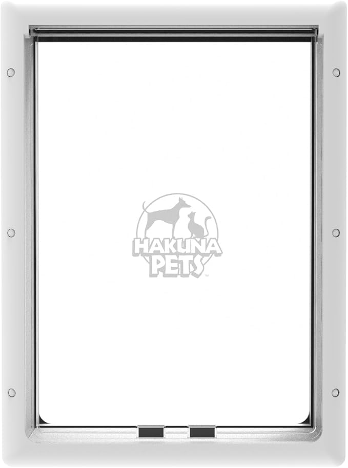 Hakuna Pets Essential Pet Door for Screens, Doors and Walls up to 2.76" Thick, for Dogs up to 100 lbs., Large, White