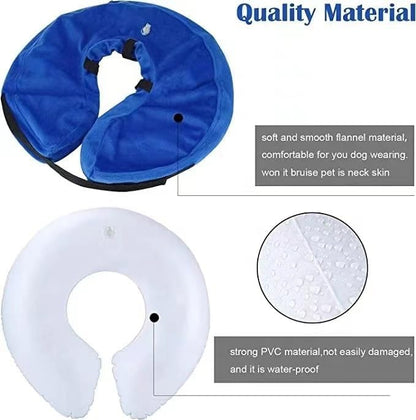 Inflatable Dog Cone Collar Soft Dog Recovery Collar Adjustable Pet Neck Protector After Surgery to Prevent Biting Licking